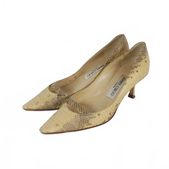 Jimmy Choo Shoes - Jimmy Choo Python Animal Print Kitten Heels Snakeskin Naomi Vintage Size 36 6